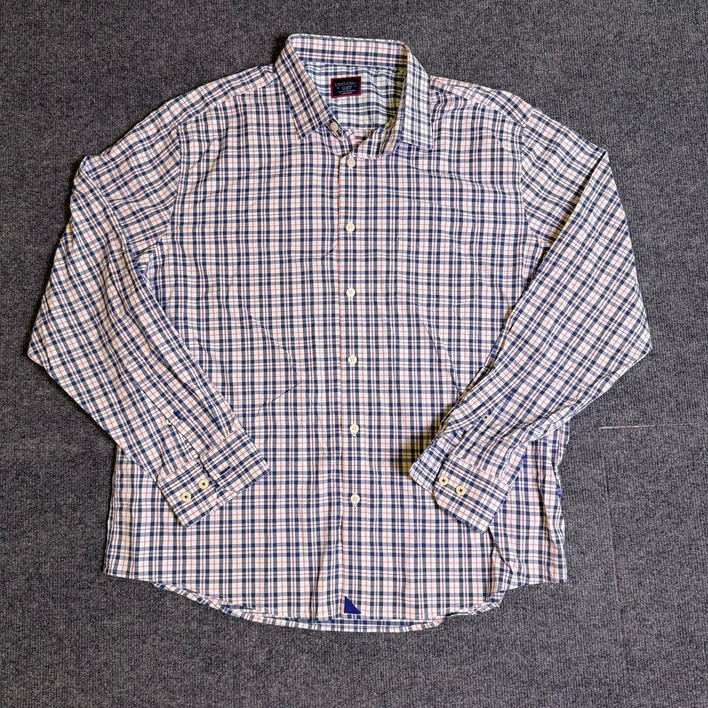 UNTUCKit Macul Relaxed Fit Plaid Button Down Shirt Mens XL Blue Pink 40453
